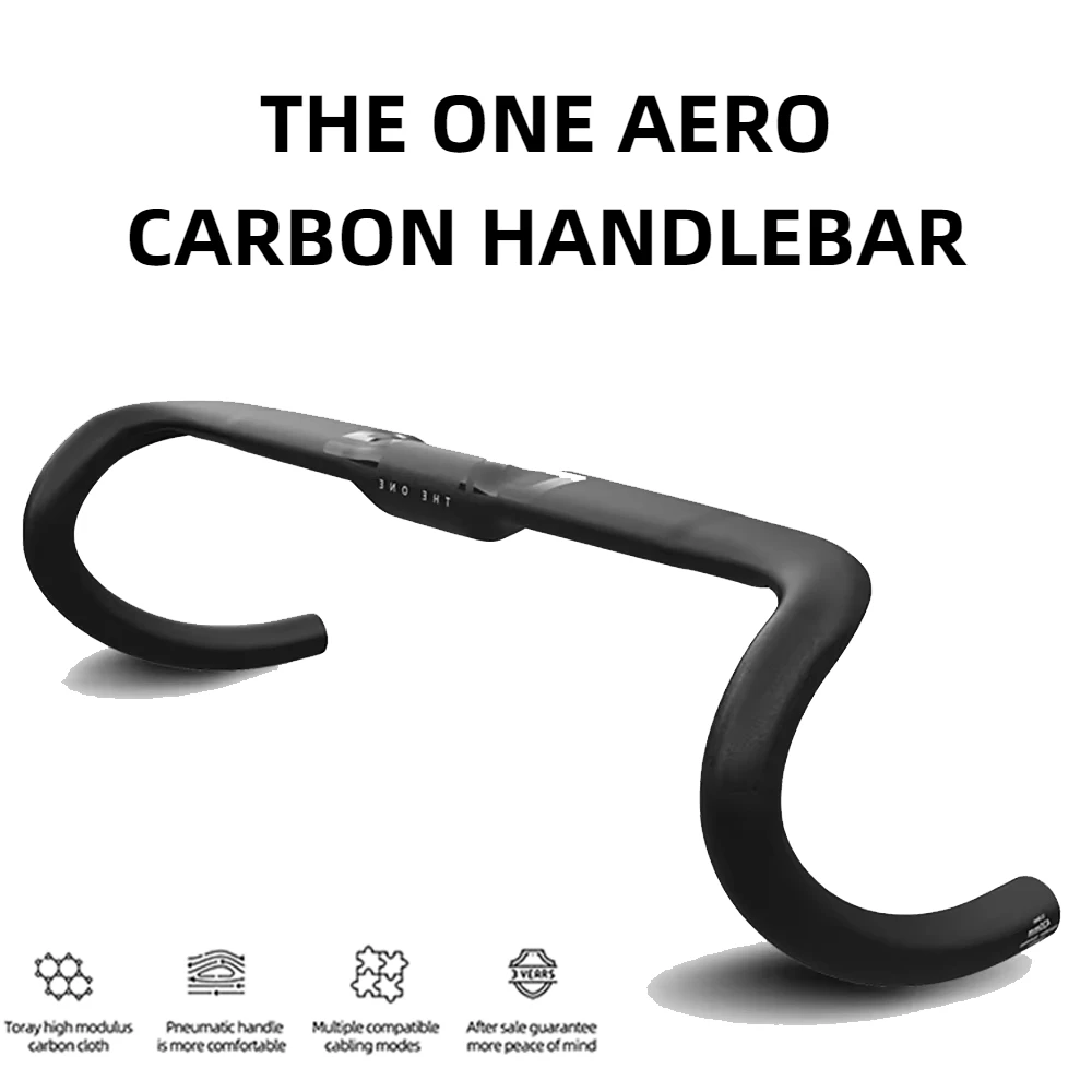 THE ONE AERO T1000 Road Handlebar 360mm/380mm/400mm/420mm Black Matt Fully Internal Routing Road Bicycle Gravel HandleBar