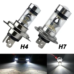 2Pcs Car Headlight High Low Beam Bulbs 100W H4 H7 Super Bright LED Auto Daytime Running Driving Fog Light Lamp Car Accessories