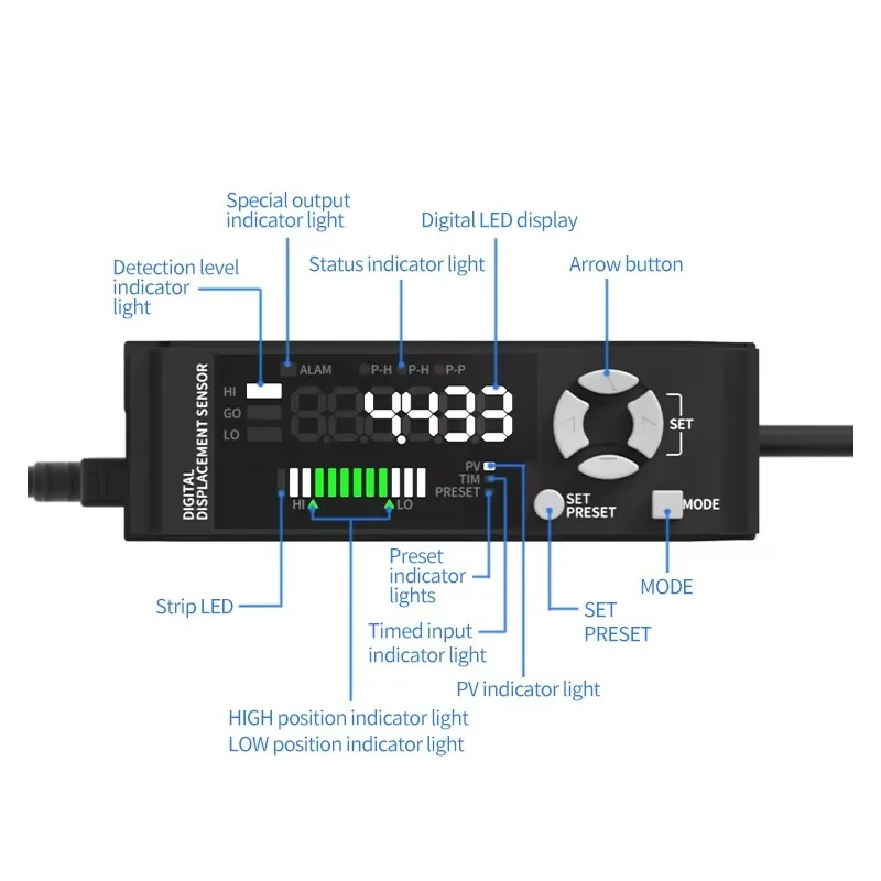 FJC01-12P Optical Sensor High Precision Contact Laser Displacement Ranging Sensor for Measurements