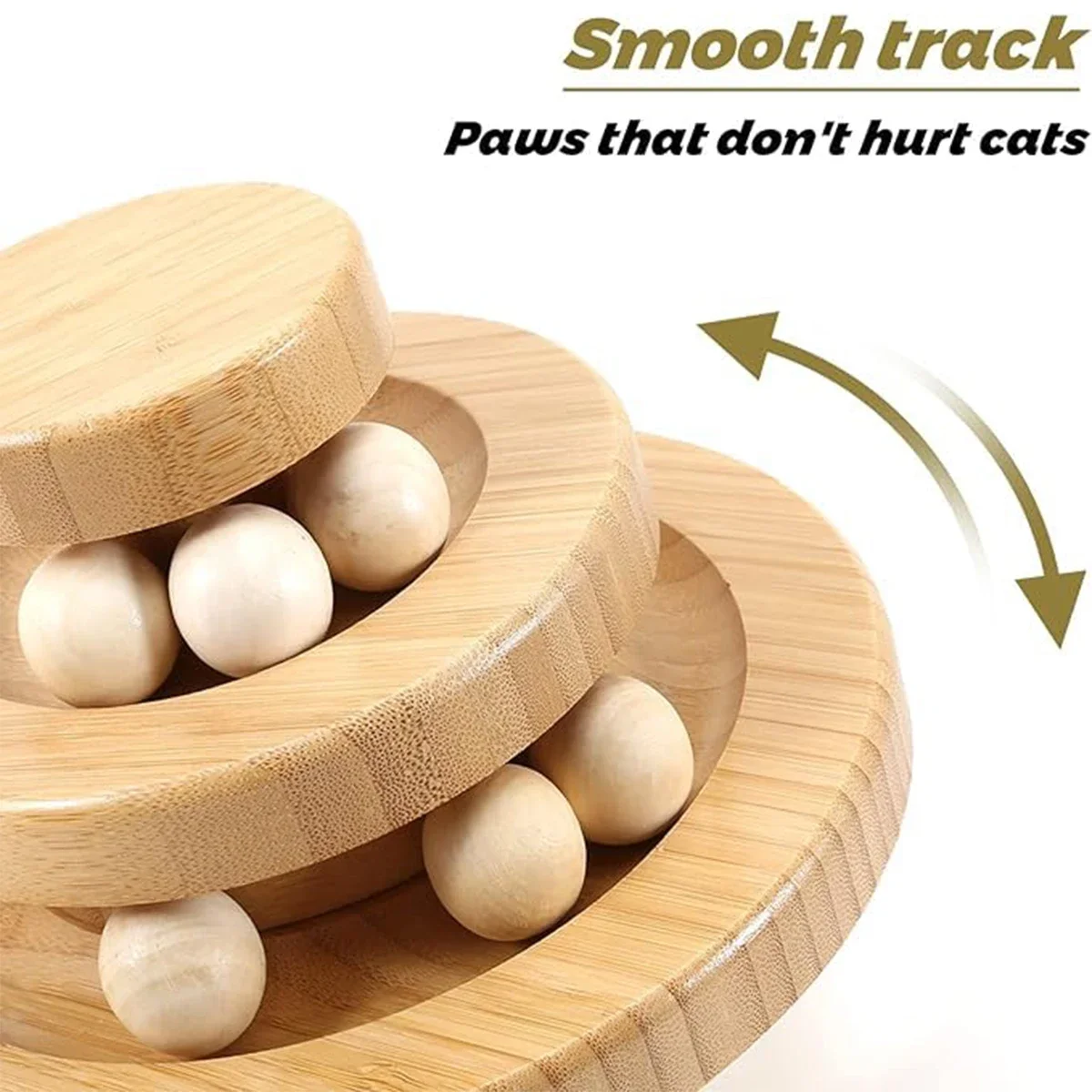 Wooden Pet Cat Toy Tower Tracks Disc Cat Intelligence Amusement Triple Play Disc Cat Toys Ball Training Toys Pet Supplies Toy