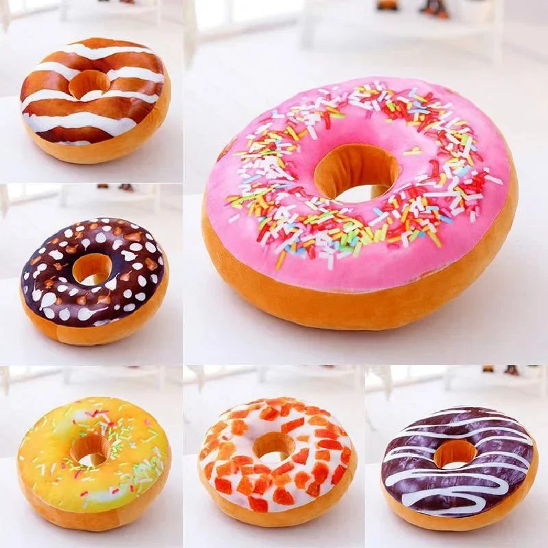 Plush Waist Pillow for Office Lunch Break, Cute Simulation Chocolate Donut Pillow Cover, No Filling Cotton, 2 PCs/Lot