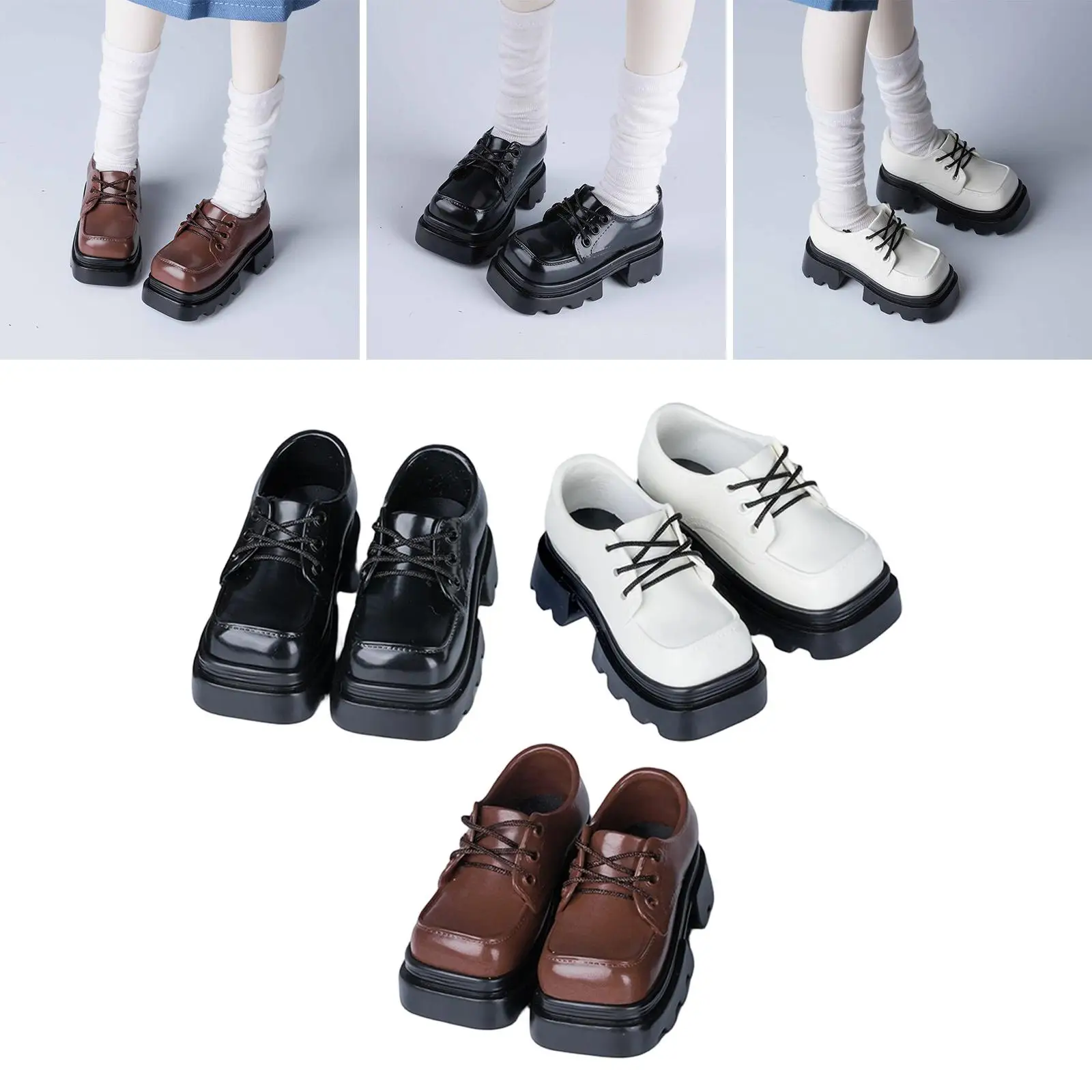 2 sapatos de boneca escala 1/4, roupa de sola grossa de pvc moda diária modelo em miniatura calçados de figura de ação para figura feminina brinquedo meninas