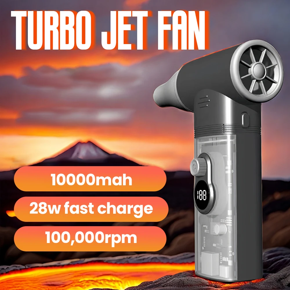 

Turbo Jet Fan Dual Head Interchangeable Turbo Fan 6 LED Lights Powerful Fan Blower Household Cleaning Tools