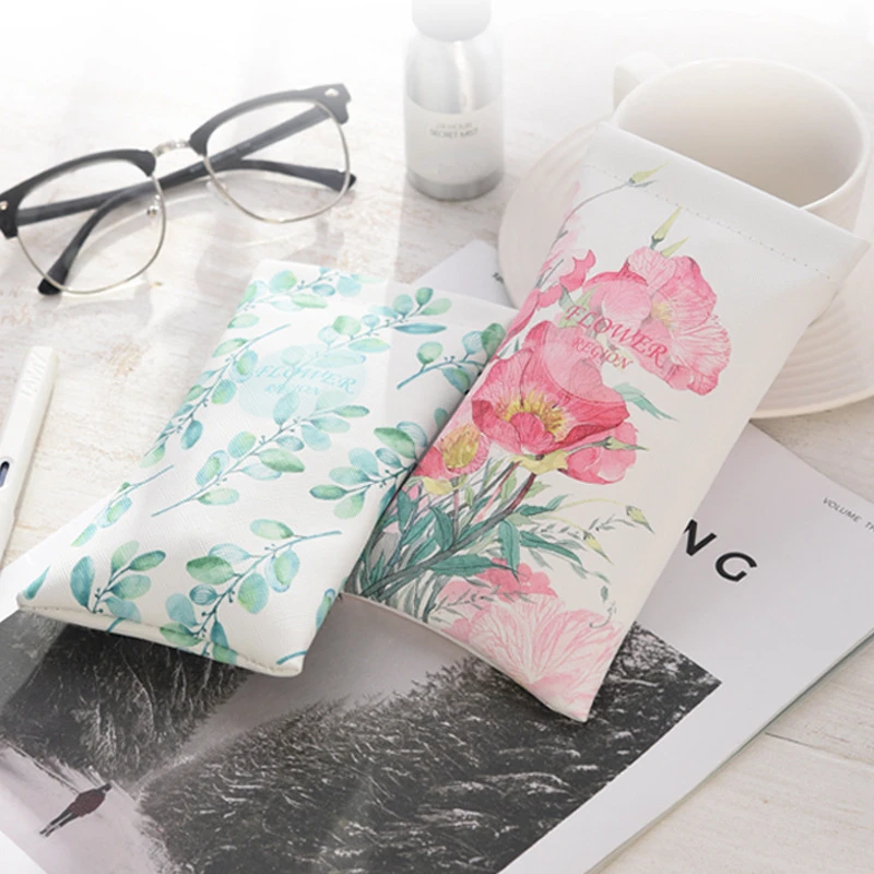 Oil Painting Retro Glasses Case Fashion PU Leather Reading Glasses Bag Unisex Durable Compression Resistant Eyewear Protector