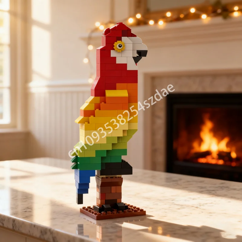 

276 шт. MOC Радужный попугай, классическая модель, строительные блоки, рождественские подарки, строительная сборка, креативная идея, детская игрушка на день рождения