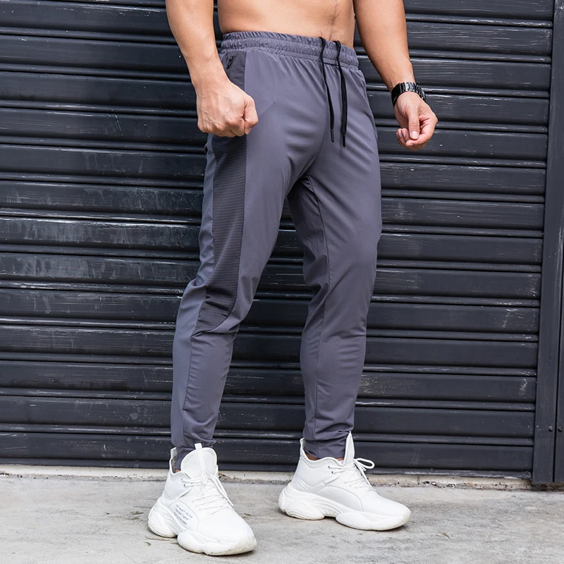 Elasticity Men Running Pants Casual Sweatpants With Zipper Pockets Training Jogging Fitness Trousers Gym Workout Sport Pants