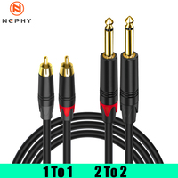 6.35 mm To RCA Cable 2RCA Dual 6.35mm 1/4 inch TS Mono Jack Adapter For Speaker Guitar Mixers Audio 4N OFC 2 plug Connector Lead