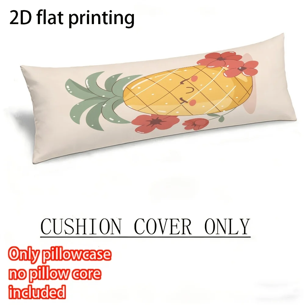 Long Pillowcase, 2D Printed Design, Pineapple Wreath Cartoon Pattern, Durable Fabric, Full-body Support Pillow Cover, Suitable f