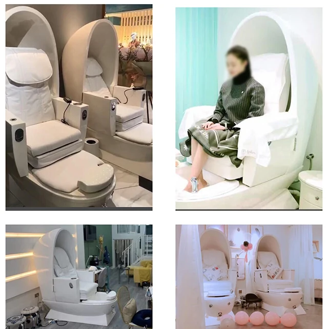 New European-style luxury spa pedicure beauty salon beige reclining massage foot spa waterless pedicure chair