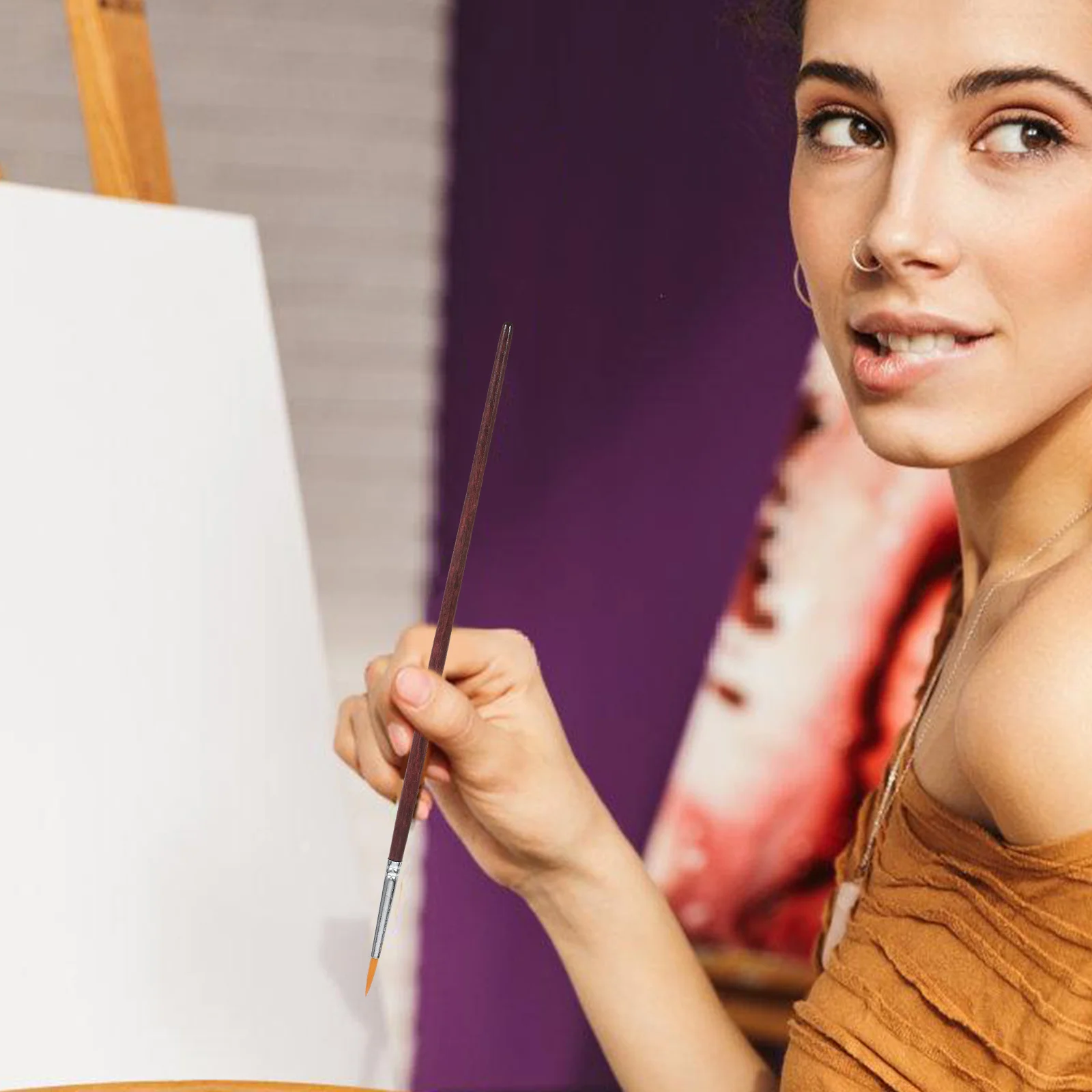 7 قطع من الفرش اليدوية التفصيلية، أدوات شعيرات نايلون ذات طرف رفيع صغير لبطانة فنية للأظافر على شكل ألوان مائية من الأكريليك