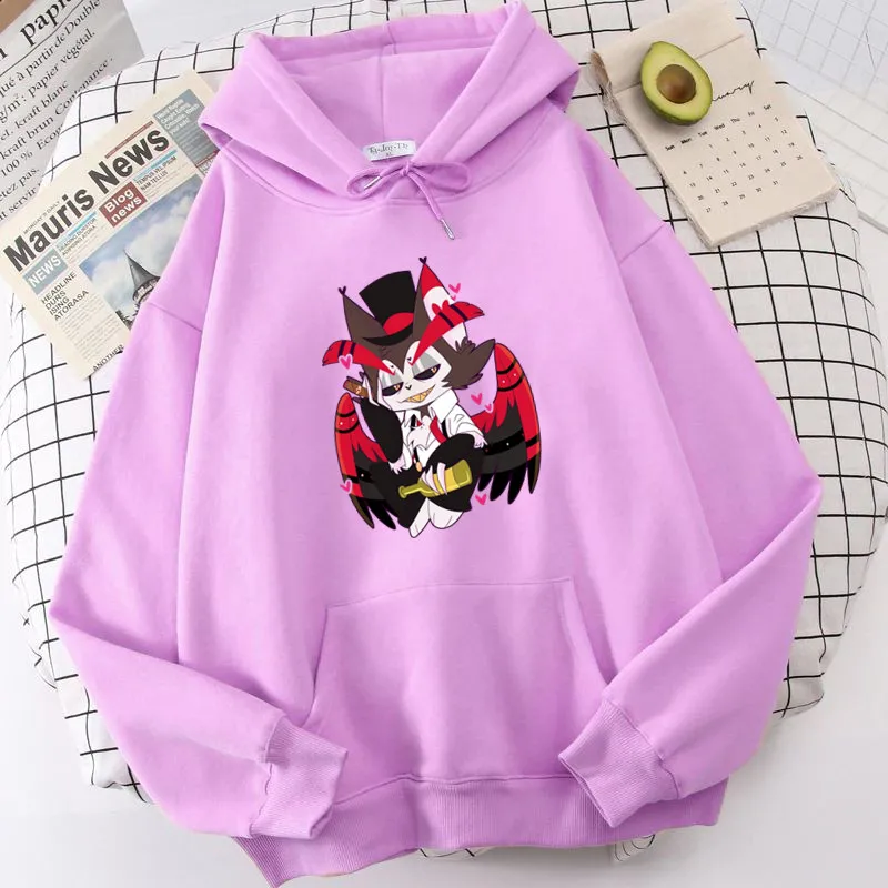 Anime Helluva Boss Hoodies Women Husk Manga Hazbin Hotel Sweatshirts Streetwear Cartoon Female Graphic Winter Clothing Tops