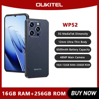 Oukitel wp52 견고한 스마트폰, 6.6 인치 HD, 5G, 6500mAh, 16GB, 256GB, 안드로이드 14, 48MP, NFC 휴대폰, 글로벌 버전 