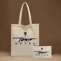 2pcs Tokio Hotel Group Music Y2K 90s Pattern Bag Set, Lightweight Large Capacity Tote Bag, Party Gift Handbag for Girls