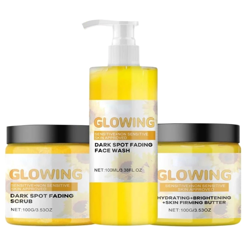 

Turmeric Skin Care Kits Turmeric Face Wash Turmeric Glow Scrub Glow Butter Skin Care Set for Most Skin Type