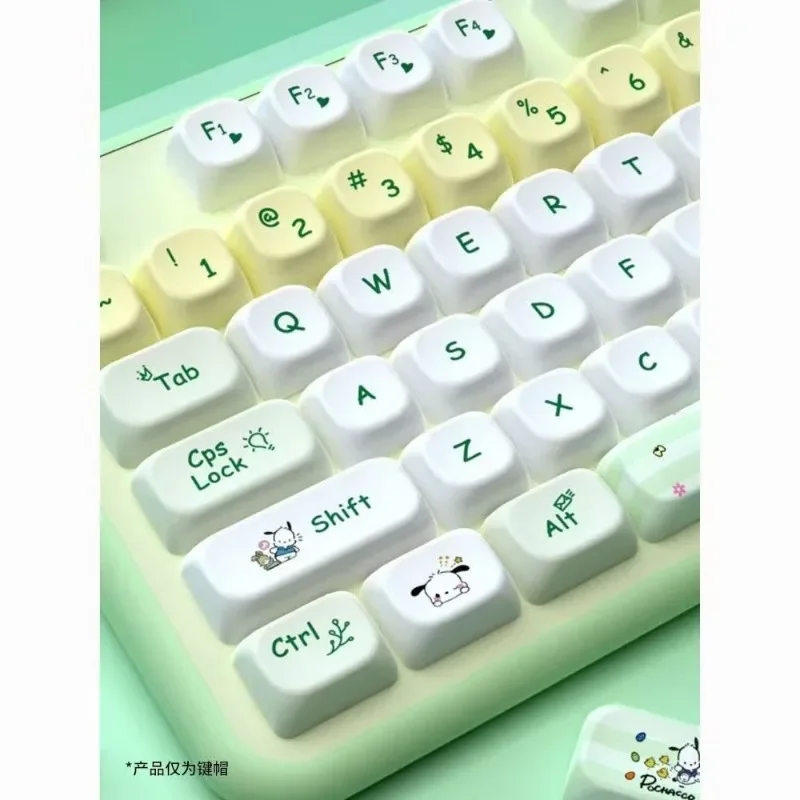 Pochacco Keycap Profile PBT Sublimation Key Round and Cute Personalized Mechanical white and green Keyboard Keycap