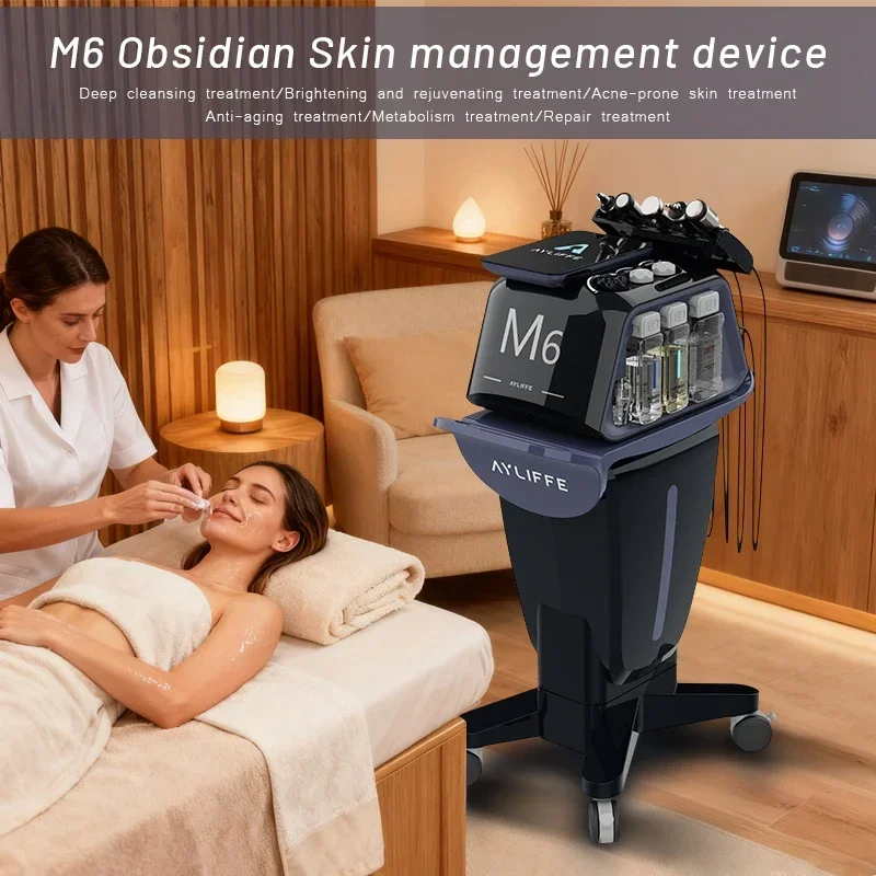 Newest Facial Cleaning Wrinkle Removal Beauty Machine M6 6 in 1 Skin Rejuvenation Hydro Dermabrasion Oxygen Facial Care Machine