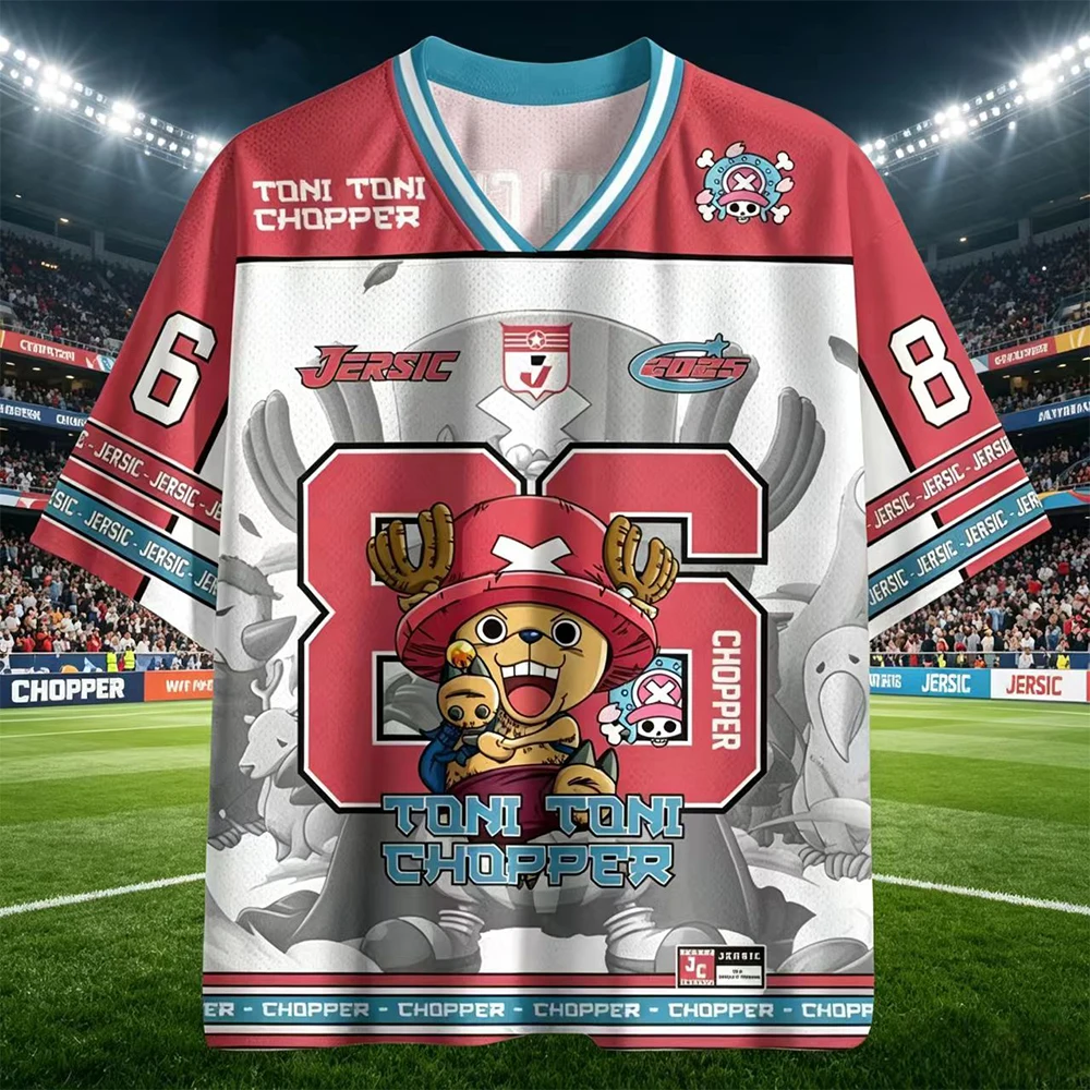 Tony Tony Chopper One Piece Cartoon Jersey Short Sleeve Breathable Loose Oversized Unisex Anime Printed Casual Sports T Shirt