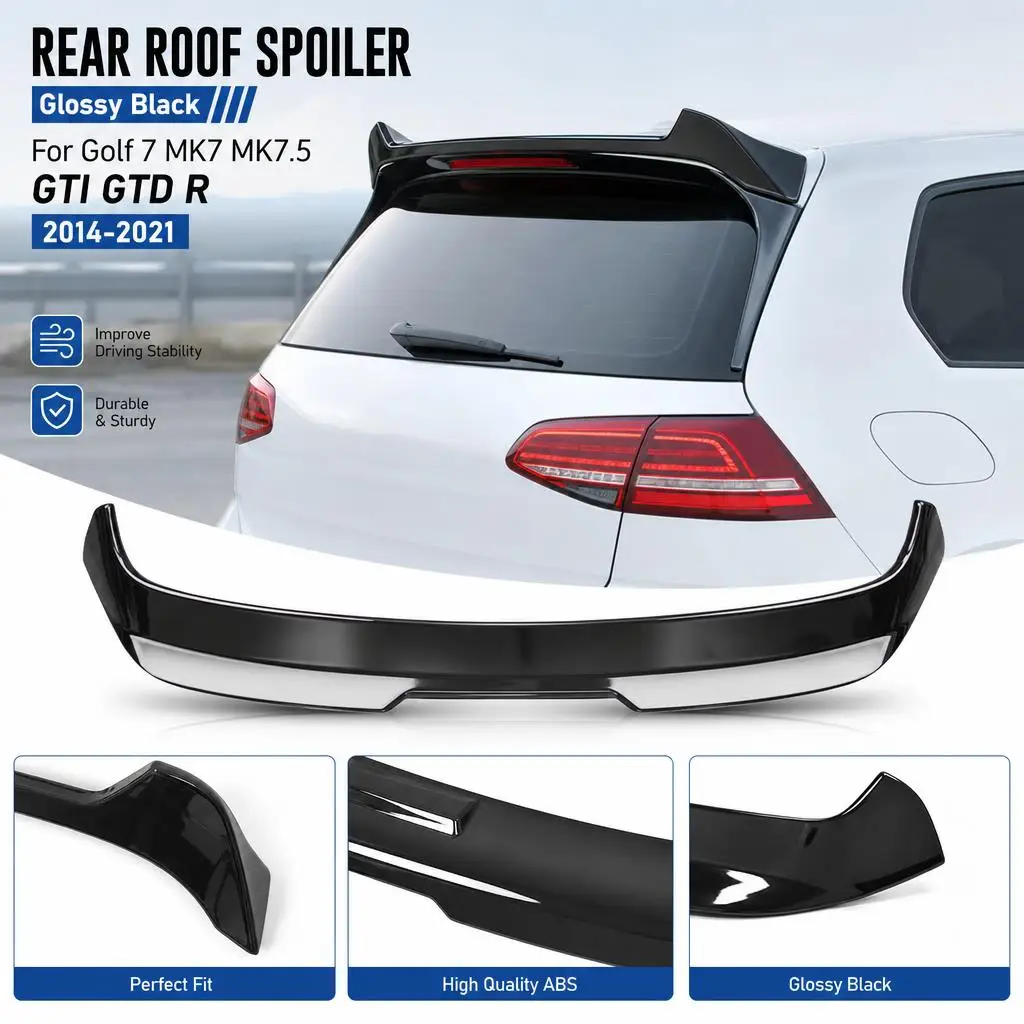 Heckdachspoiler im Oettinger-Stil der 2. Generation für Golf7 MK7 MK7.5 GTI GTD R 2014-2021 R, glänzend schwarz, Autozubehör, Karosserie-Kits
