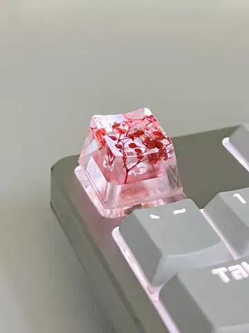 1Pcs High Quality Epoxy DIY Translucent Leaves Dry Flowers Paper Cross Axis Mechanical Keyboard Keycap Universal Accessories