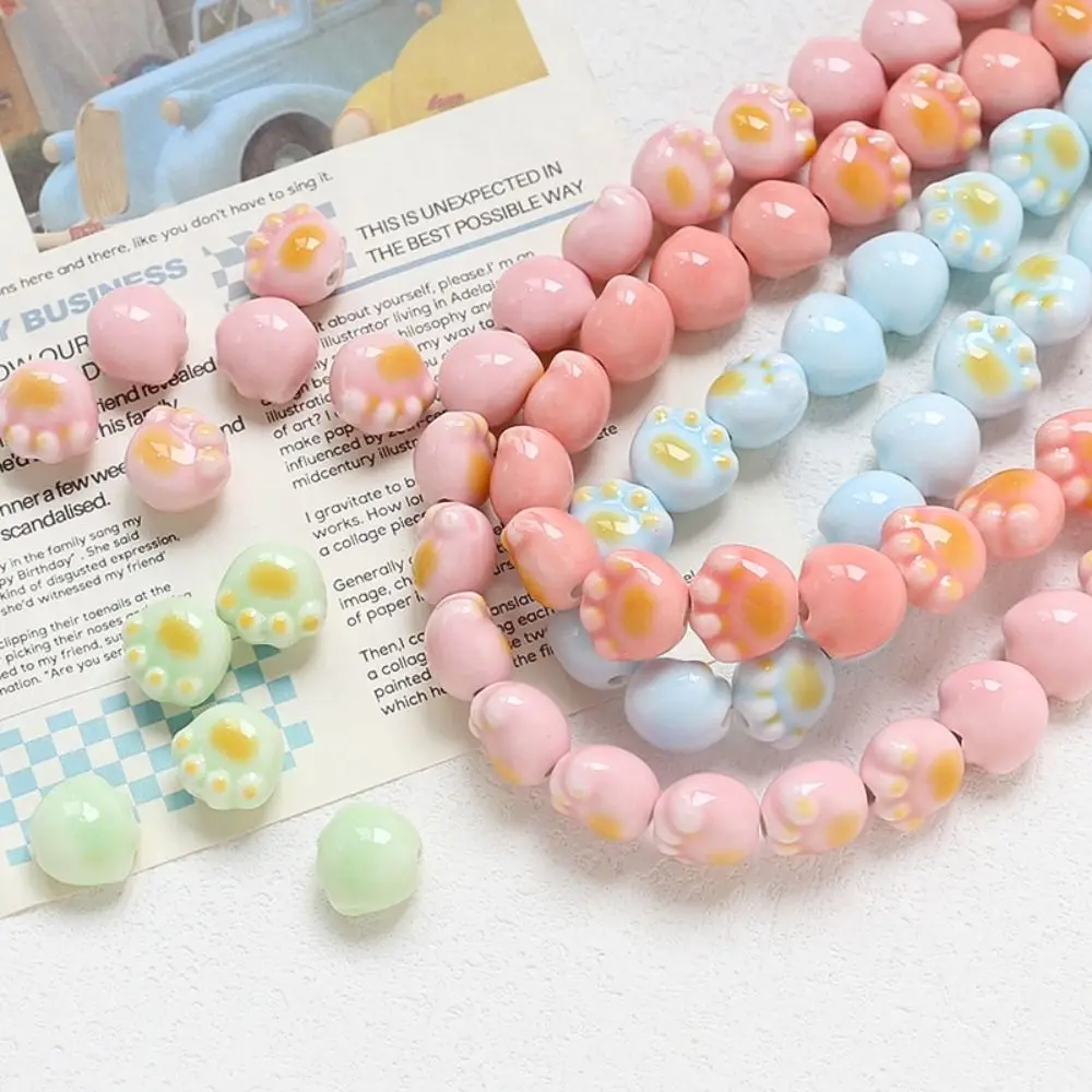 10 قطعة الحرفية اليدوية القط باو الخرز السيراميك الكرتون تصميم السيراميك فاصل فضفاض الخرز سوار صنع عدة DIY بها بنفسك الملحقات