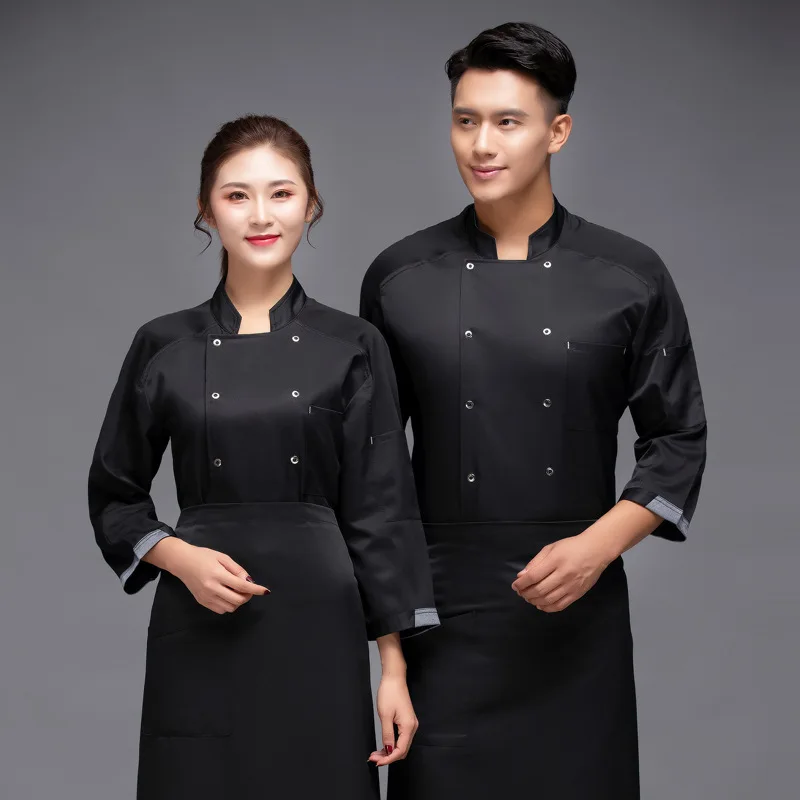 C371 Chaqueta de camarero transpirable de manga larga, ropa de cocina para adultos, ropa de Chef transpirable después del Catering, uniforme de Chef