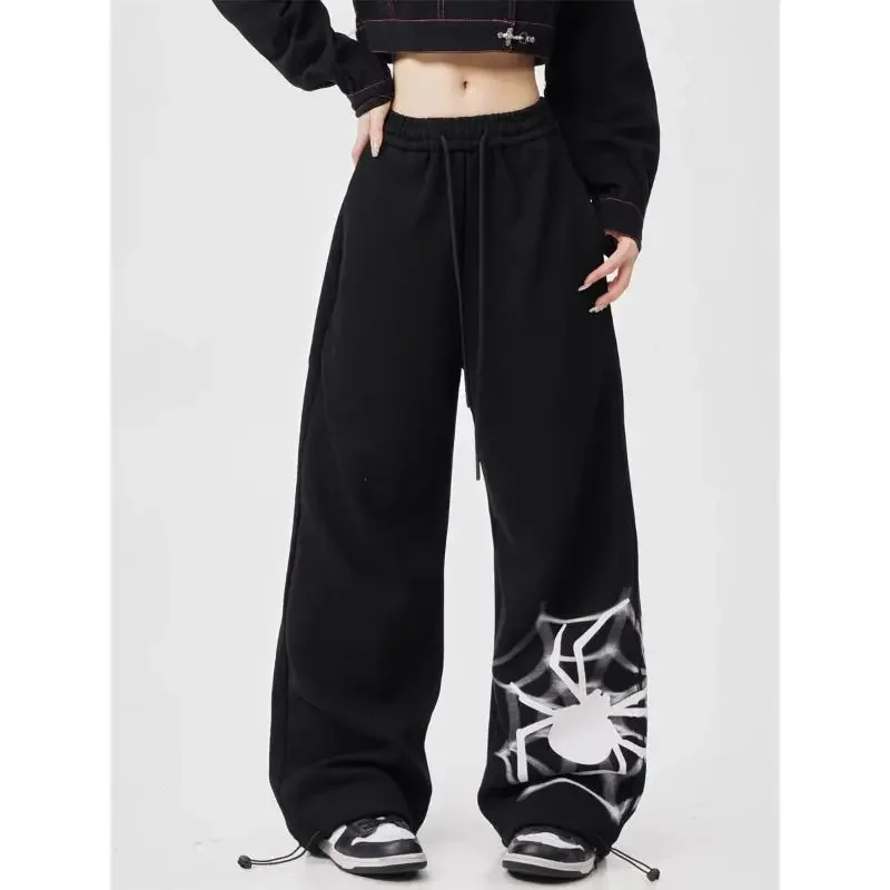 Deeptown Gothic Harajuku Y2k Women Sweatpants Baggy Vintage Pants Spider Japanese Fashion Trousers Streetwear Hip Hop Gyaru