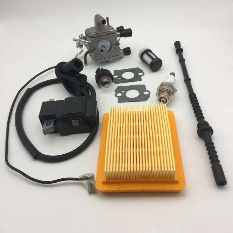 For STIHL FS120 FS200 FS250 FS300 Gasket Filter Ignition Coil Carburetor Kit