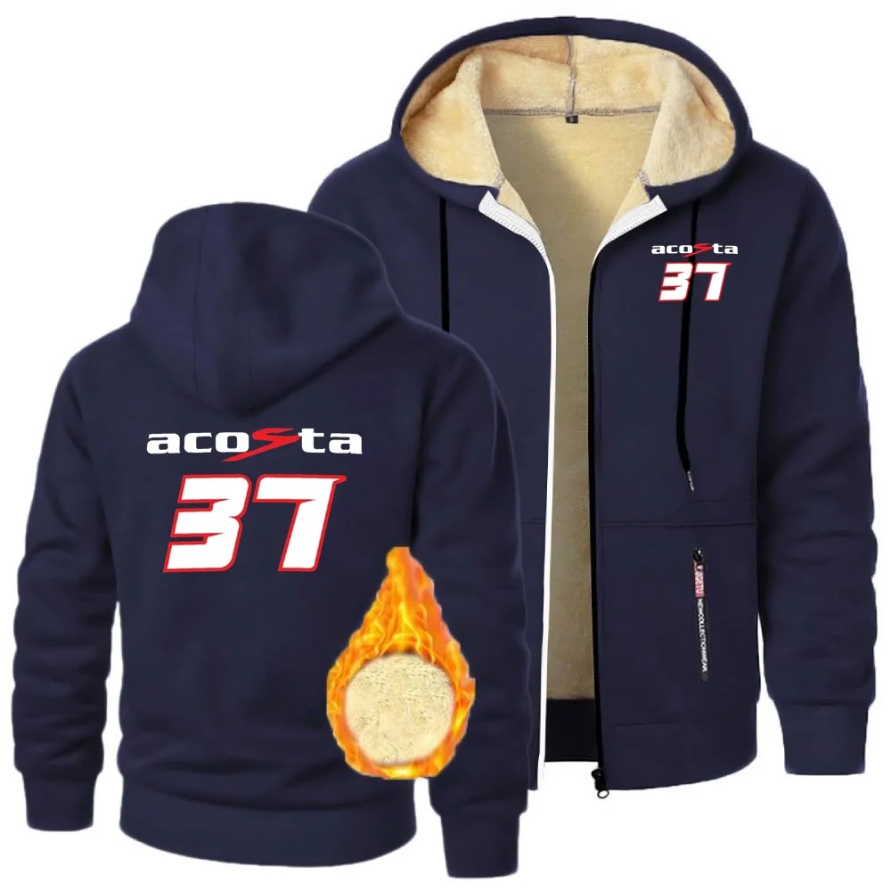 بيدرو أكوستا 37 دراجة نارية متسابق سباق بلوزات الشتاء رشاقته امبسوول سترة رجالي سستة هوديس معطف الوزن الثقيل أبلى #4