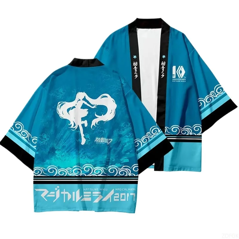 New 3D Printed Kimono Cape Cardigan Anime Chuyin Style and Wind Feather Woven Three Quarter Sleeve Hatsune Miku