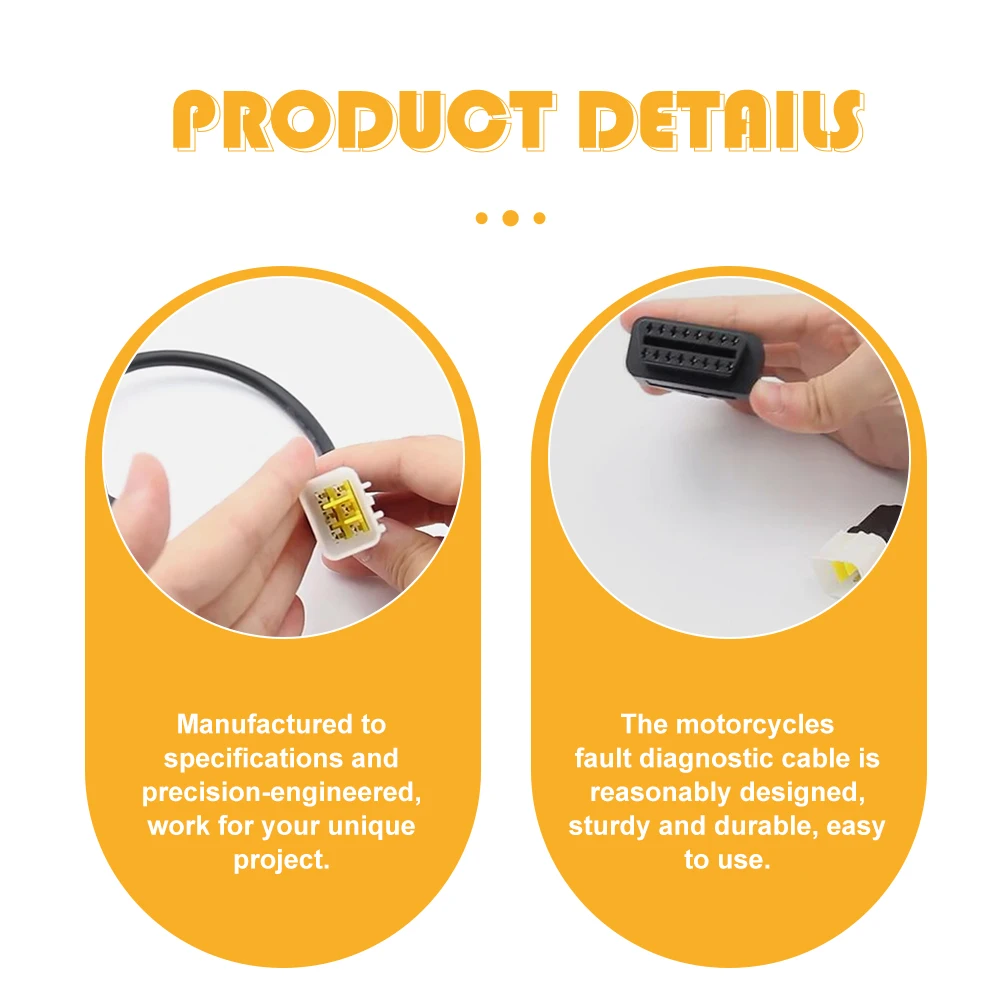

Motorcycle Diagnostic Cable to 6pin Adapter Engine Fault Detection Durable ABS Rubber Alloy Repair Tool
