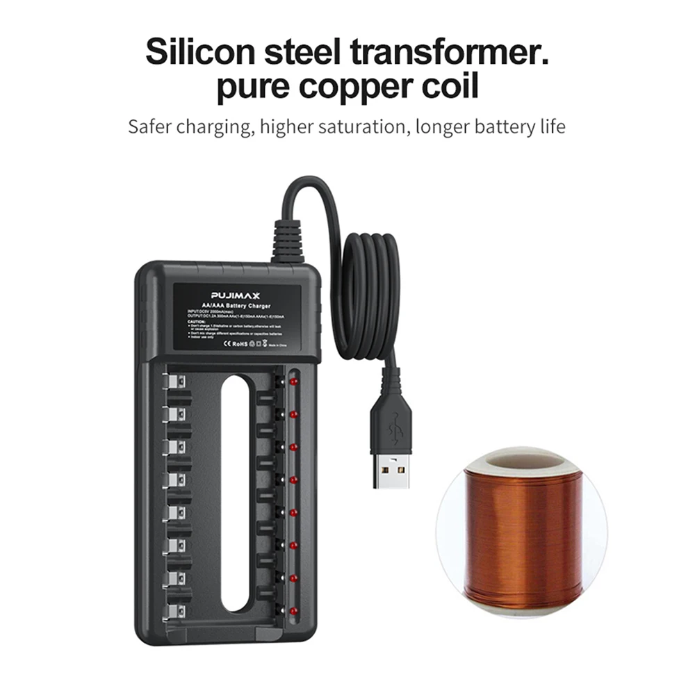 8 Slots Battery Charger Intelligent For AA/AAA Ni-Cd Rechargeable Batteries with LED indicator light For Remote Control Micropho