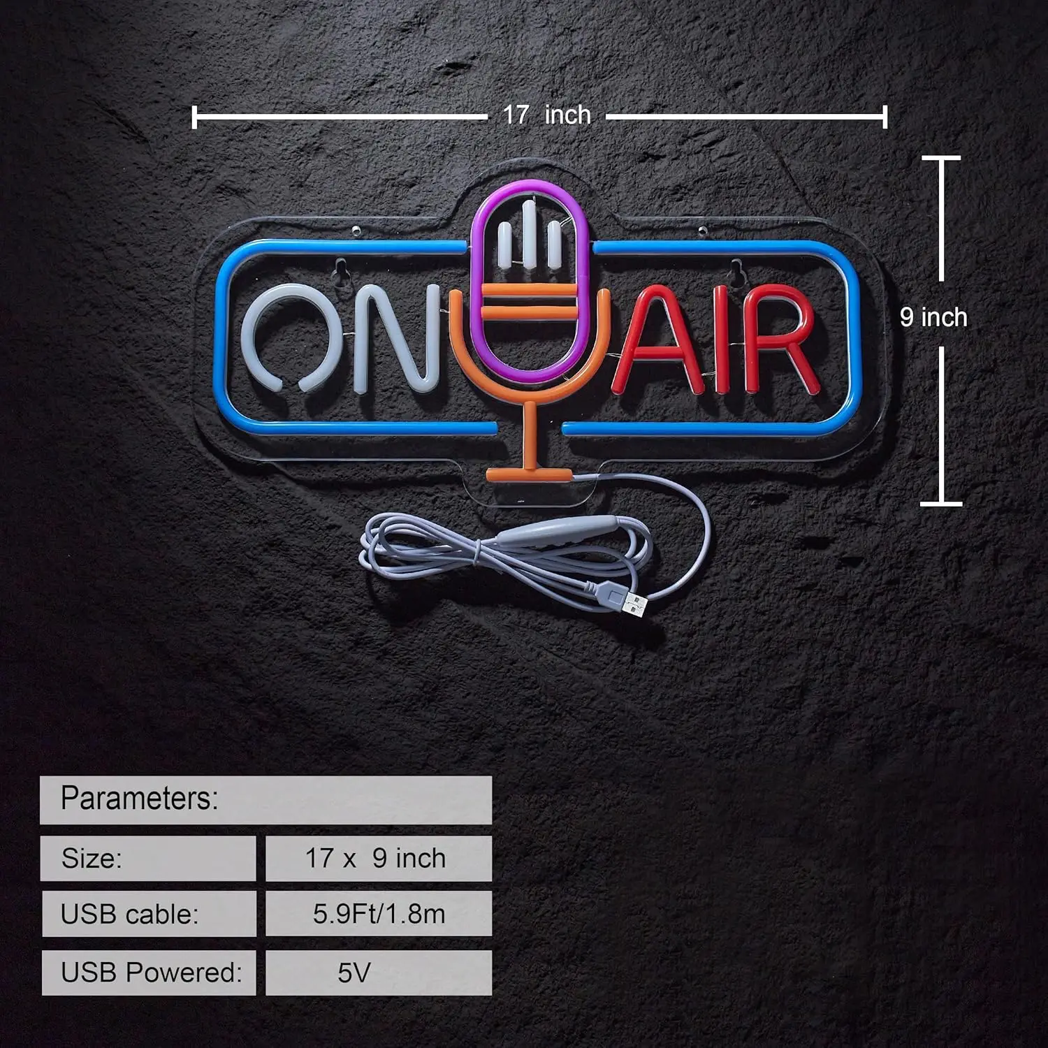 On Air LED Neon Sign for Wall Decor Recording Light Beer Bar Home Bedroom Man Cave USB Power with Dimmable Switch LED Artwork