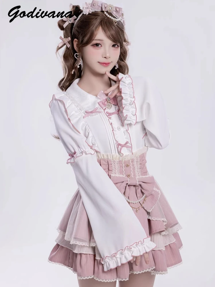 

2026 New Spring and Summer Sweet Girl Women's Detachable Princess Long Sleeve Shirt Lolita Blouses Cos Lolita Clothes