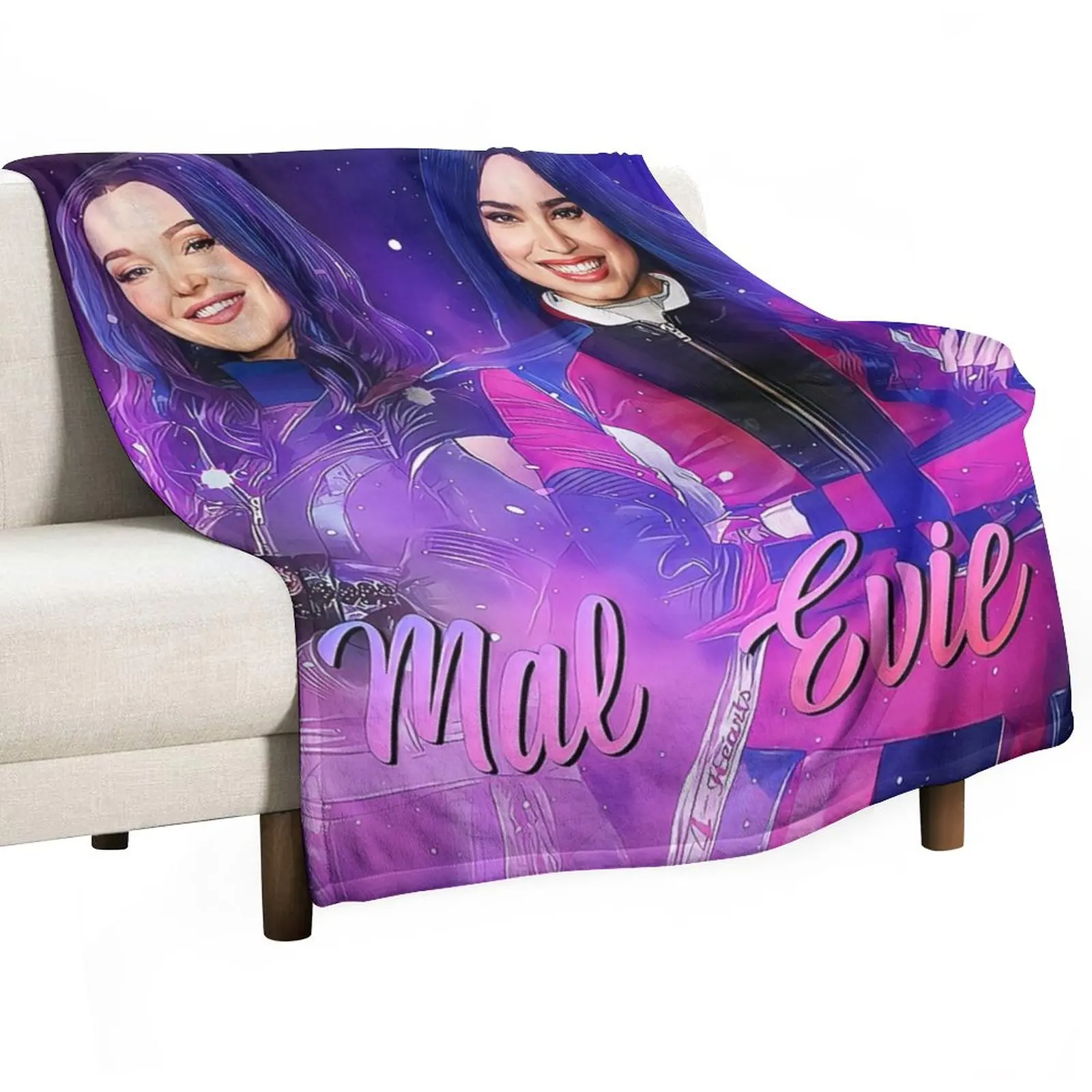 

Mal and Evie - Descendants 3 Throw Blanket Furry Blanket Fluffy Blankets Large Decorative Blankets Plaid on the sofa