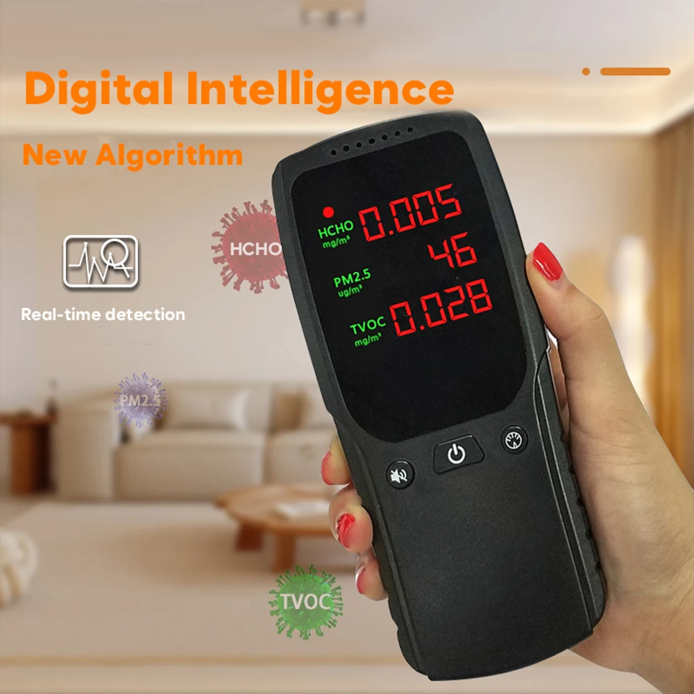 

HCHO Gas Detector LED Accurate Digital Display PM2.5 TVOC Air Quality Monitoring Instrument Home Indoor HCHO Gas Detector