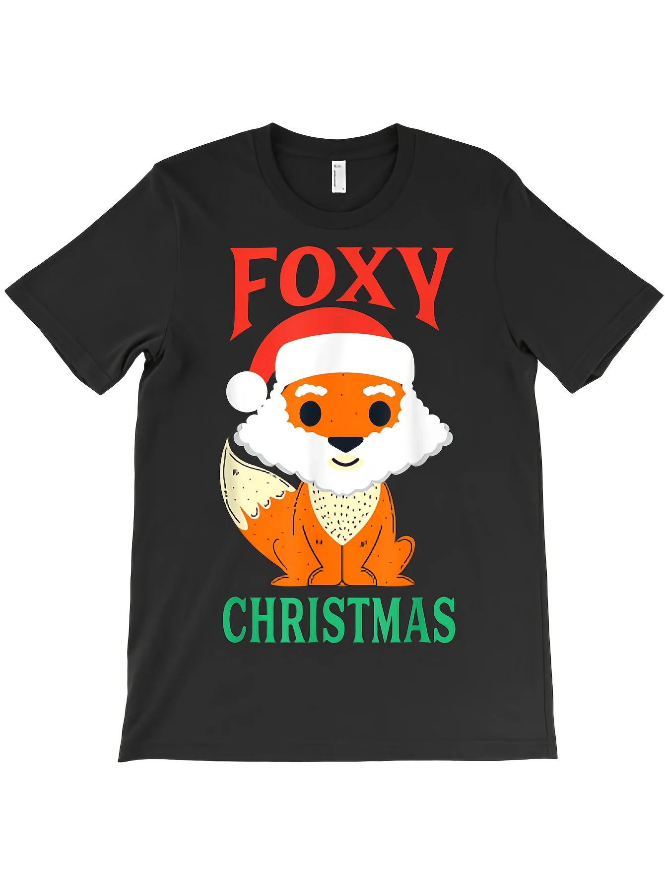 Red Green White Snowflake Paw Santa Hat Print T Shirt Unisex Short Sleeve Cotton Top Ideal Apparel For Xmas Celebration