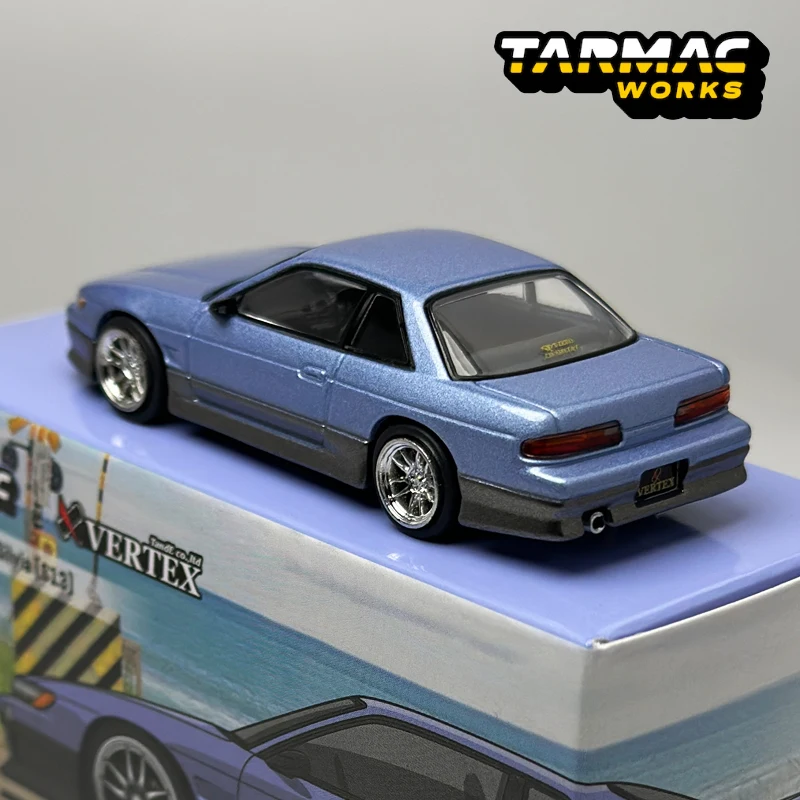 TW 1:64 Tarmac Works VERTEX Nissan Silvia S13 Blue/Grey alloy Car