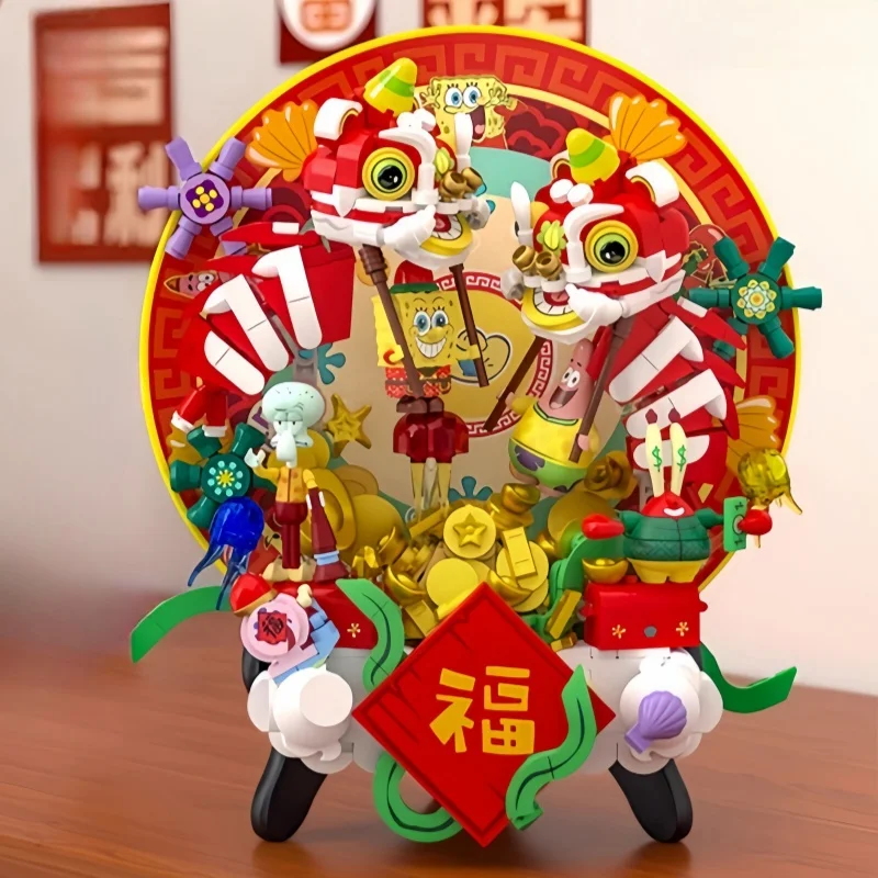 

AREAX Губка Боб Квадратные Штаны Строительные Блоки Fortune Jubilee Plate Детские Развивающие Собранные Игрушки Модель Украшения Подарок
