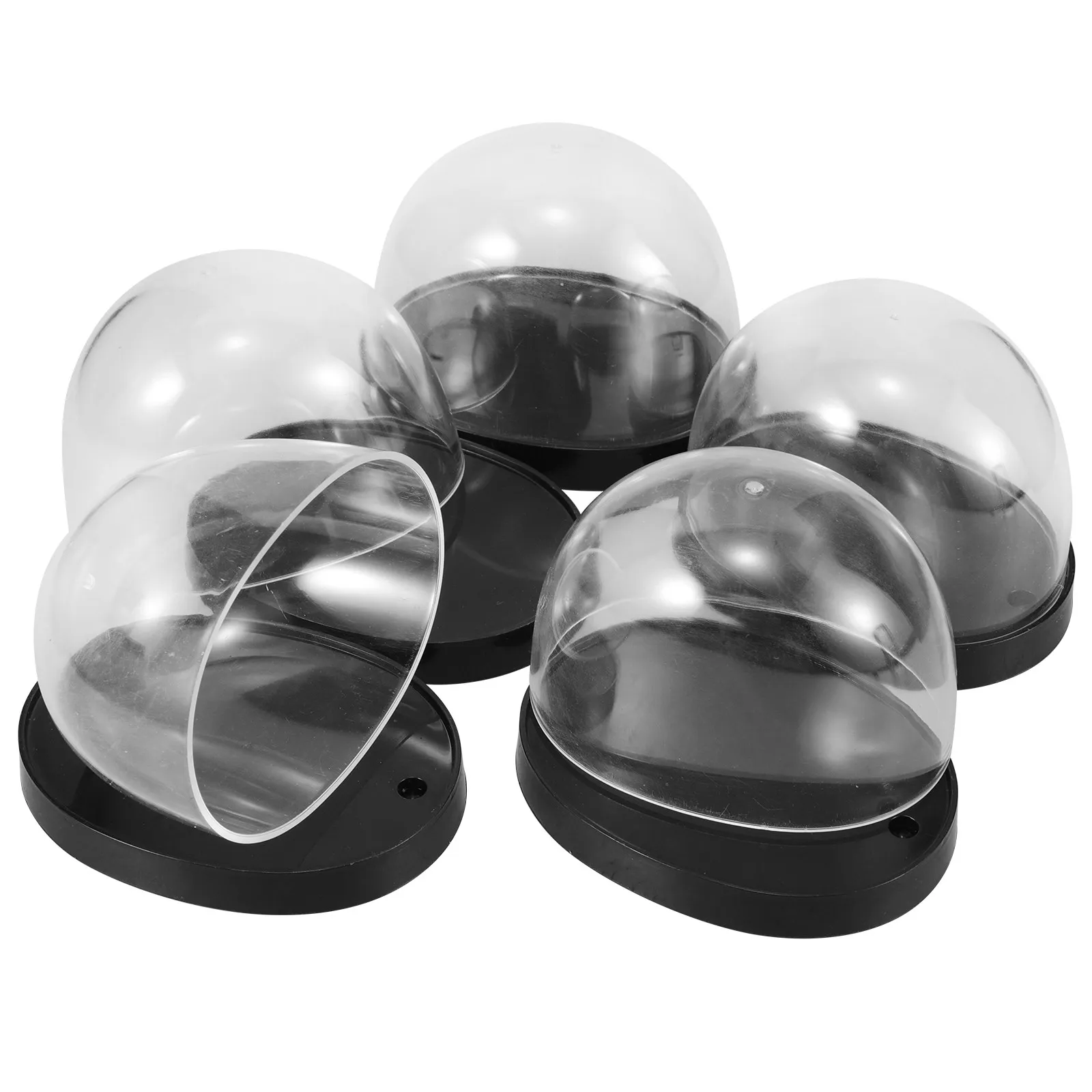 5 Ensembles de Cloches en Verre, Dôme de Présentation en Plastique, Plateau de Présentation Haute Transparence, Vitrine Transparente pour Décoration Florale