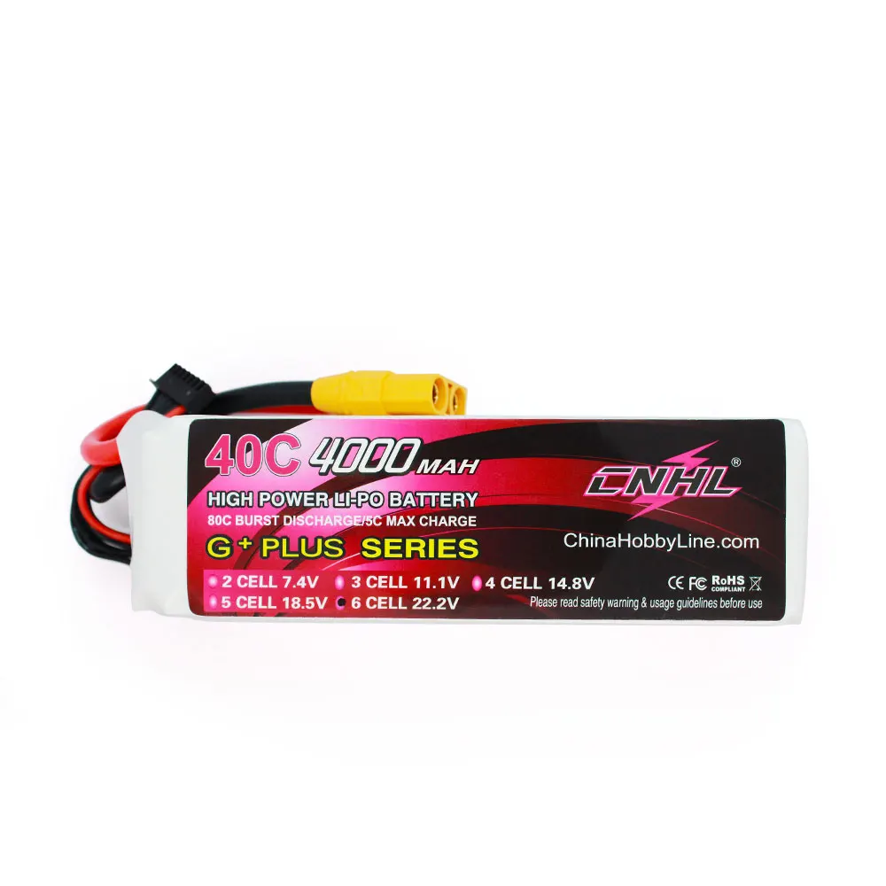 

CNHL 4000mAh 22.2V 6S 40C Lipo Battery with XT90 Plug