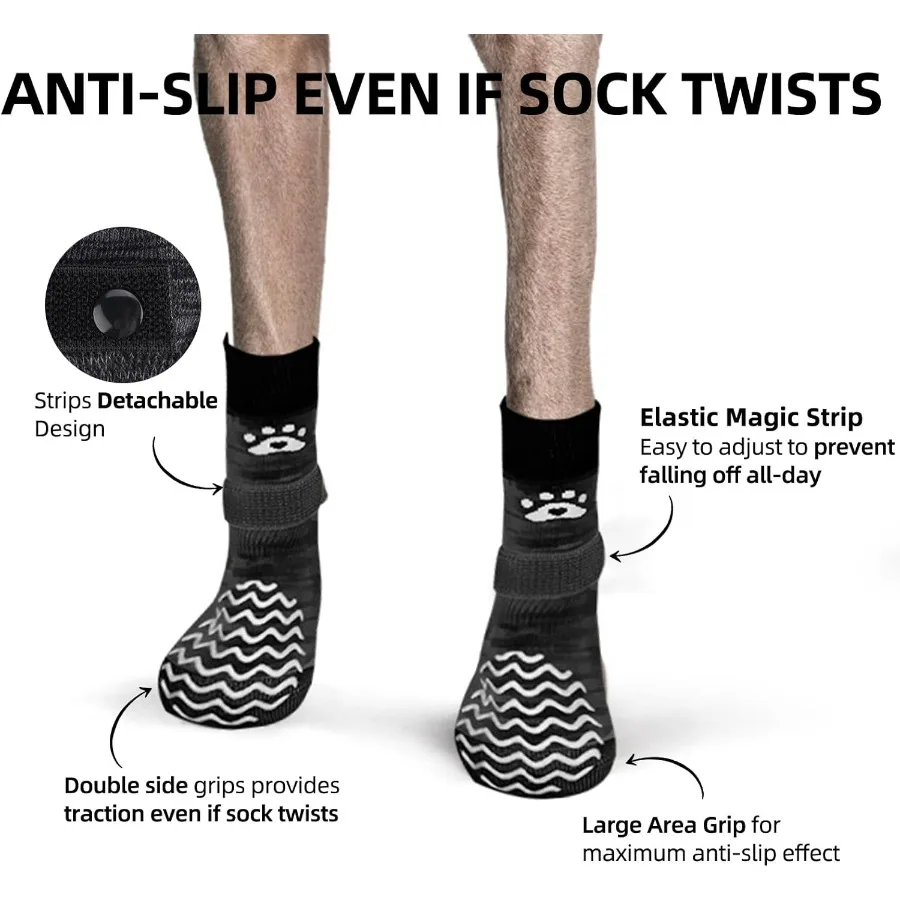 جوارب مضادة للانزلاق للكلاب 2 أزواج مع مقابض مزدوجة للأرضيات الصلبة والأحذية لأحذية الرصيف الباردة والساخنة وواقي الكفوف إلى P #2