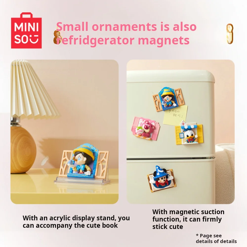 MINISO Disney Stamp Window Side Story Series تماثيل صندوق أعمى، ألعاب عصرية، هدايا عيد ميلاد مناسبة للبنين والبنات