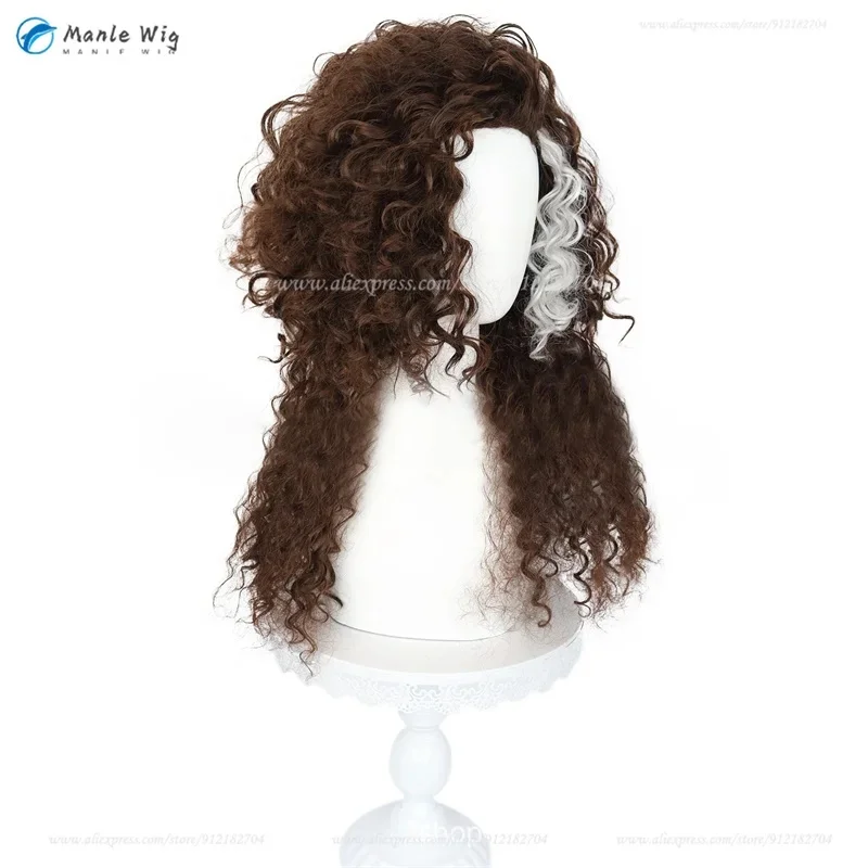 2;d'5,v\h.7/Anime Bellatrix Lestrange Cosplay Brown Highlights White Curly Wig Heat Resistant Synthetic Hair Rol8;g.j'9\k,1/ view 4