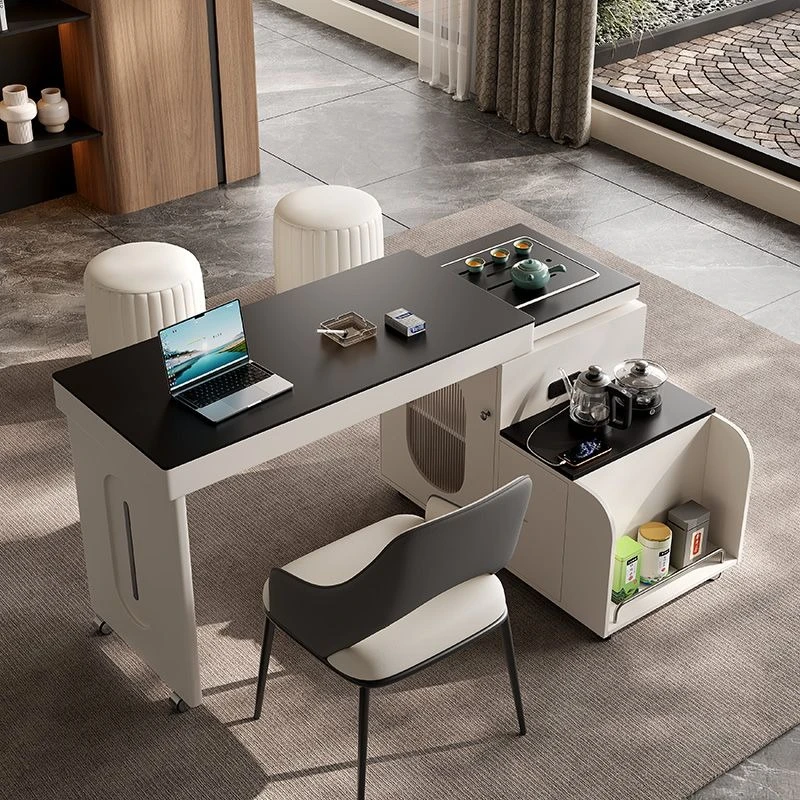 Retractable rotating balcony tea table and chairs, combined with modern simple small apartment tea table