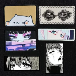 Anime Girl Eye Expression Morale Badge Patch Sexy Tactical Eye Killing Printing Hook and Loop Armband Military Backpack Stickers