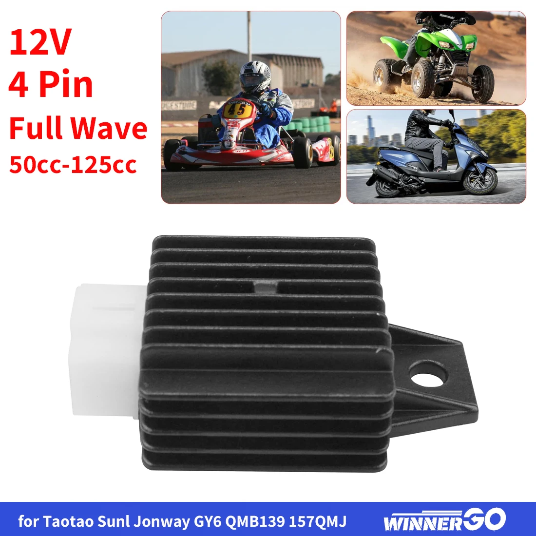 12V 4-Pin Vollwellen-Spannungsregler-Gleichrichter für Taotao Sunl Jonway GY6 QMB139 157QMJ 50cc-125cc ATV Roller Go-Karts Quad – Detail 6