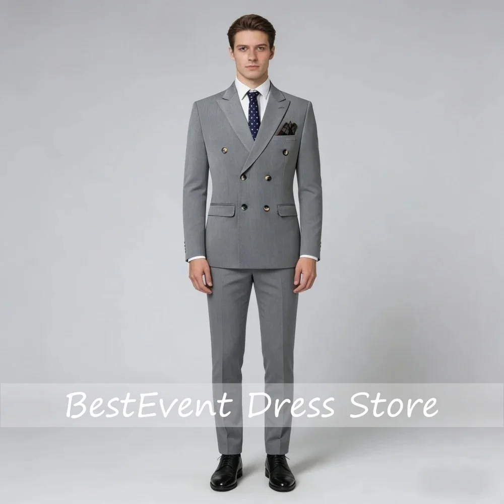 Exquisite Peak Lapel For Men Evening Party Formal Double Breasted 2pcs Suit Set Jacket Pants Evening Party Occasion Customized
