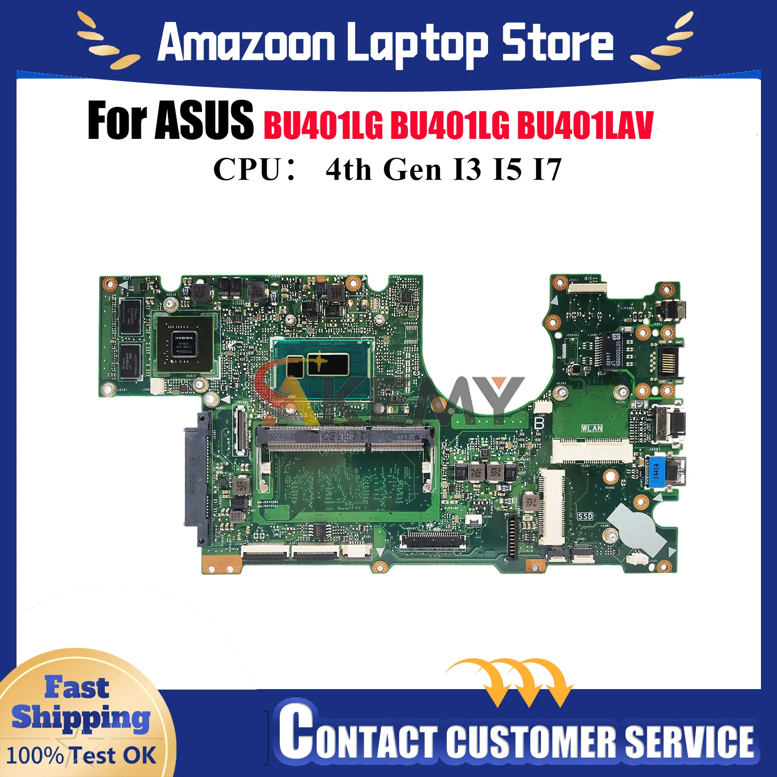 

BU401LG Laptop Motherboard For ASUS ExpertBook BU401L BU401LAV BU401LG Notebook Mainboard With I3 I5 I7 CPU 100% tests OK stk
