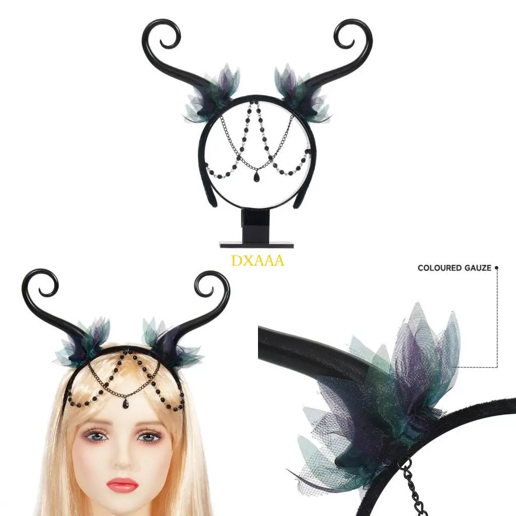 

DXAA Gothic Horn Witch Party Jewelry Hair Hoop Halloween Jewelry Role Play Costume Proms Party Live Show Headwear
