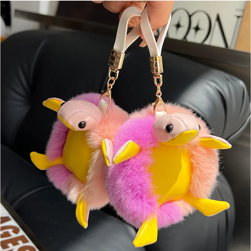 

Cute Little Turtle Plush Keychains Rex Rabbit Fur Keychain Car Keychain Bag Charms Key Ring Plush Turtle Shape For Bag Pendant